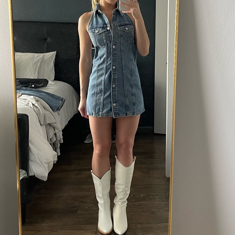 Halter jean dress